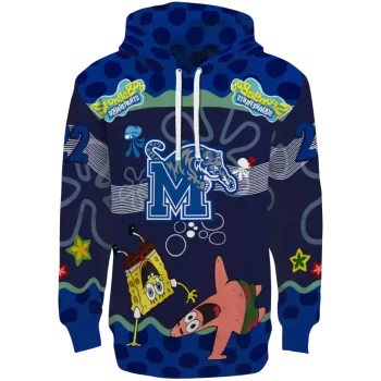 customized memphis tigers spongebob patrick star blue navy hoodie best selling