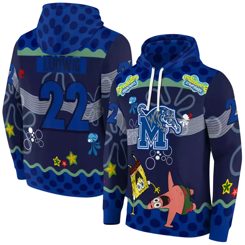 customized memphis tigers spongebob patrick star blue navy hoodie fashion forward customized memphis tigers spongebob patrick star blue navy hoodie fashion forward