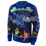 customized memphis tigers spongebob patrick star blue navy hoodie best selling