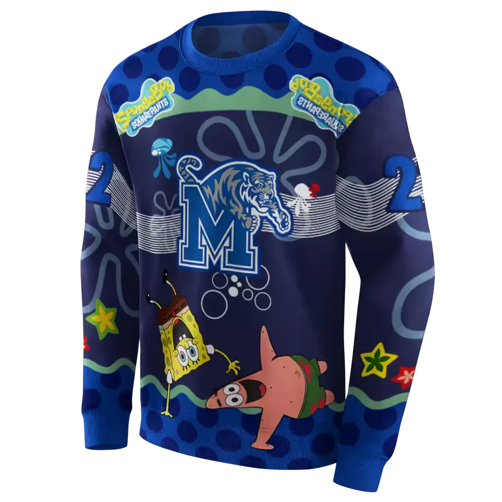customized memphis tigers spongebob patrick star blue navy hoodie new arrival customized memphis tigers spongebob patrick star blue navy hoodie new arrival