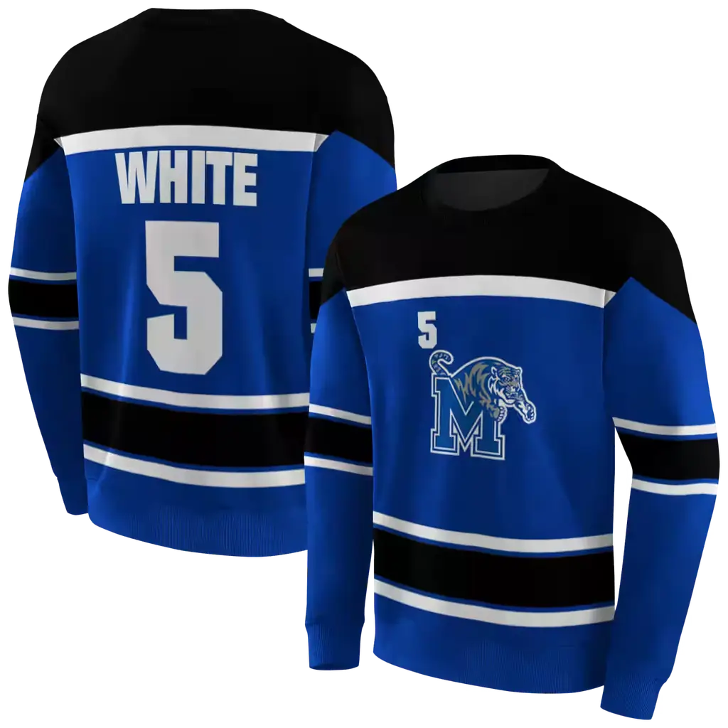 customized memphis tigers striped pattern blue hoodie premium grade customized memphis tigers striped pattern blue hoodie premium grade
