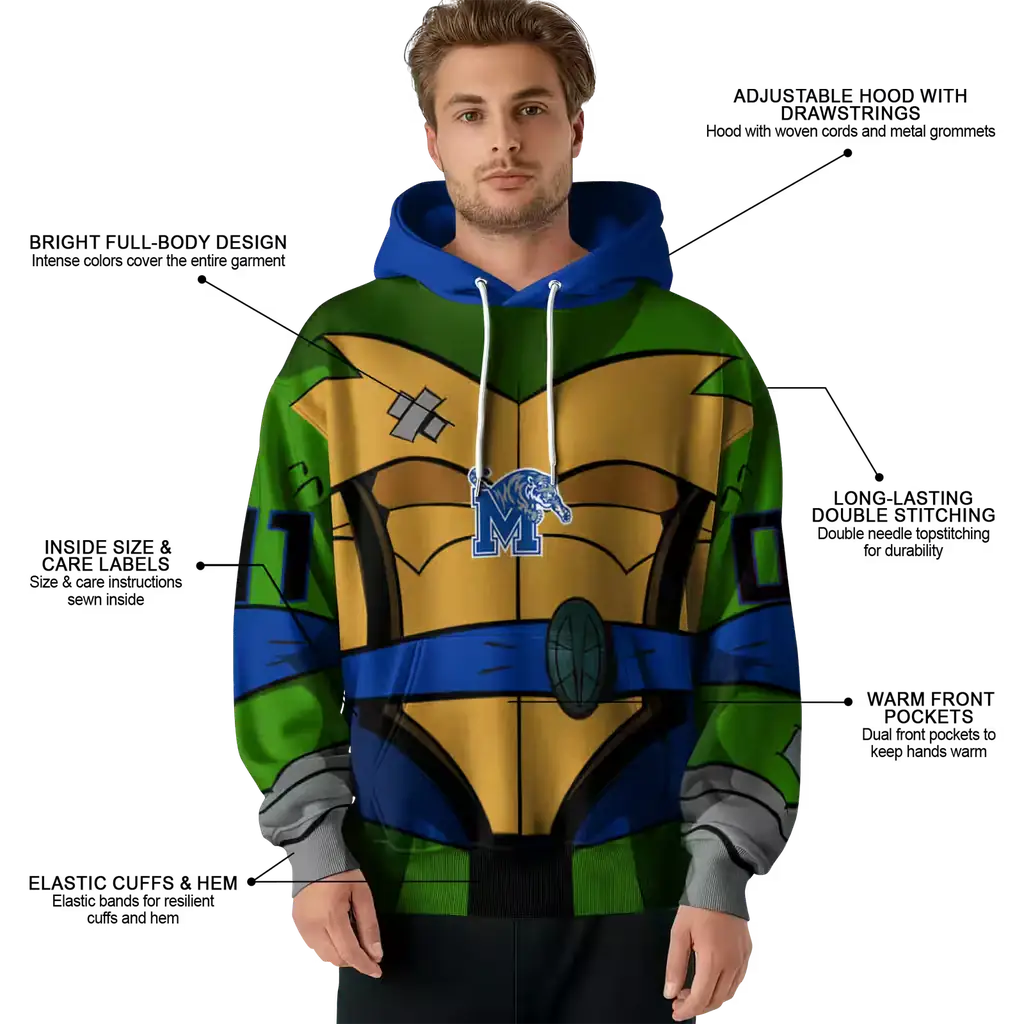 customized memphis tigers superhero armor blue green hoodie latest model customized memphis tigers superhero armor blue green hoodie latest model