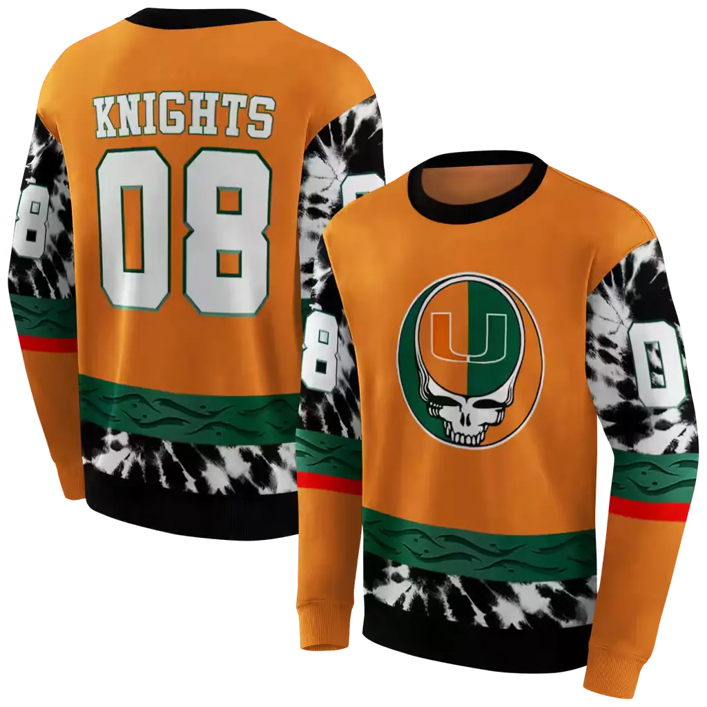 customized miami hurricanes grateful vibes orange hoodie premium grade customized miami hurricanes grateful vibes orange hoodie premium grade