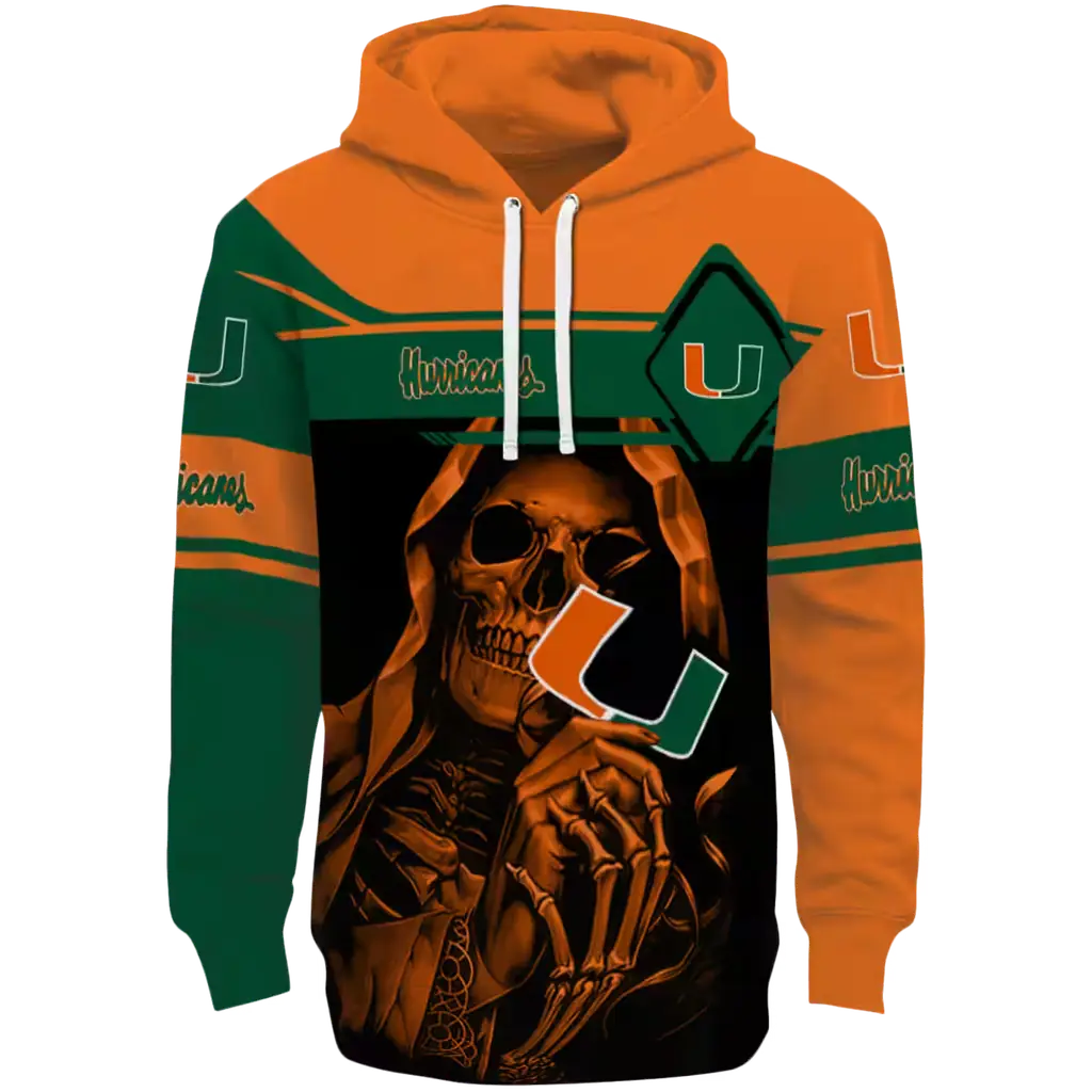customized miami hurricanes grim reaper orange black hoodie best selling customized miami hurricanes grim reaper orange black hoodie best selling