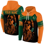 customized miami hurricanes grim reaper orange black hoodie best selling