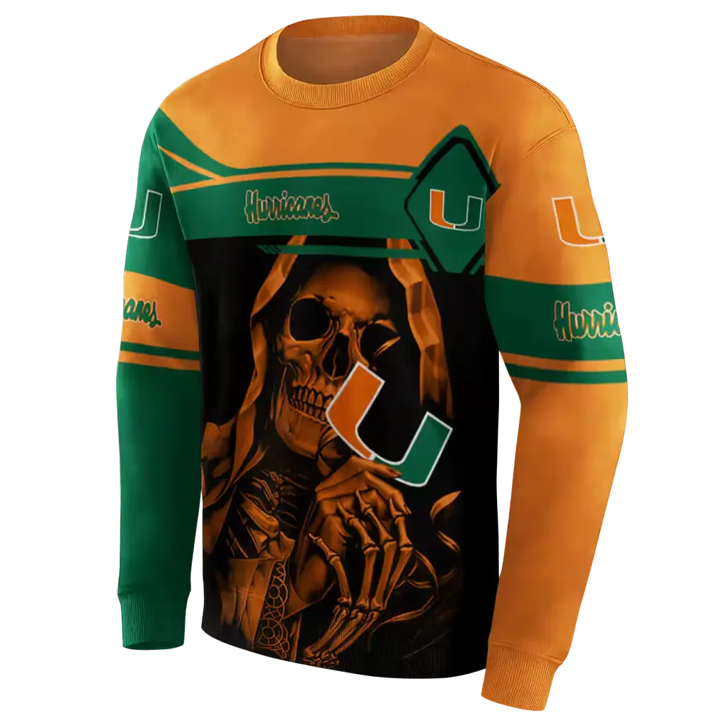 customized miami hurricanes grim reaper orange black hoodie new arrival customized miami hurricanes grim reaper orange black hoodie new arrival