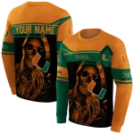 customized miami hurricanes grim reaper orange black hoodie best selling