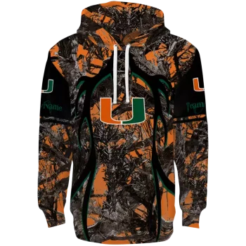 customized miami hurricanes hunting theme orange black hoodie best selling