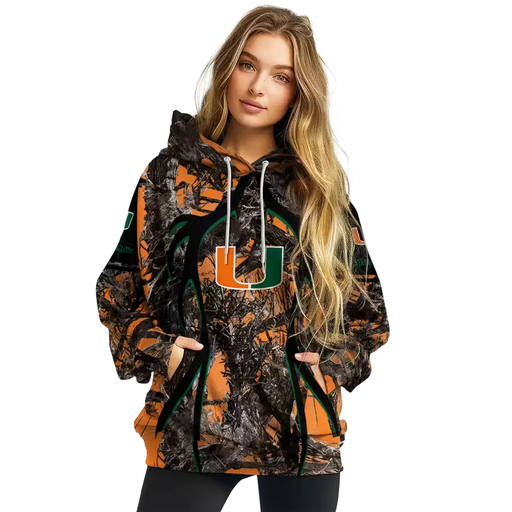 customized miami hurricanes hunting theme orange black hoodie high quality customized miami hurricanes hunting theme orange black hoodie high quality