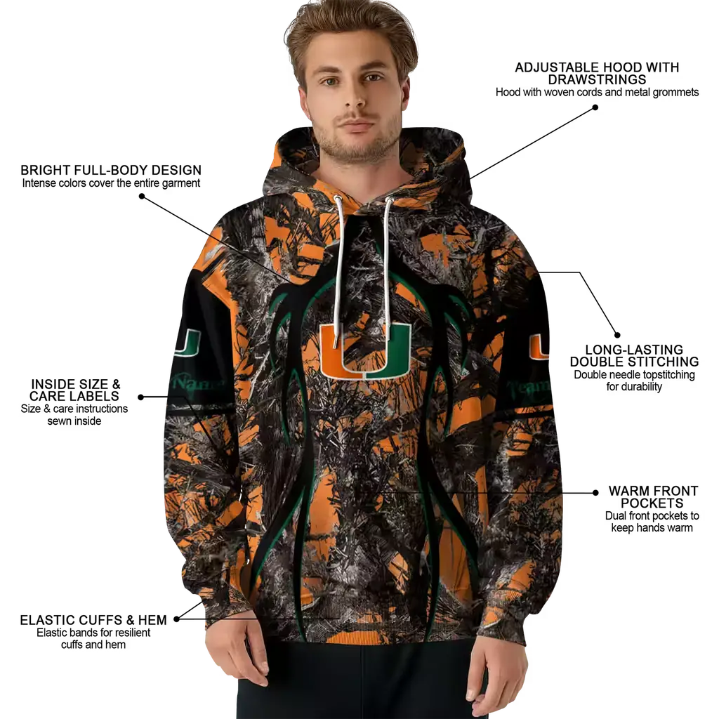 customized miami hurricanes hunting theme orange black hoodie latest model customized miami hurricanes hunting theme orange black hoodie latest model