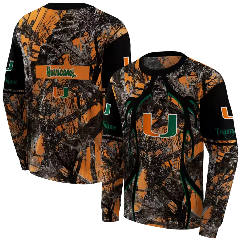 customized miami hurricanes hunting theme orange black hoodie premium grade customized miami hurricanes hunting theme orange black hoodie premium grade