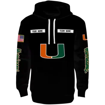 customized miami hurricanes punisher skull black hoodie best selling