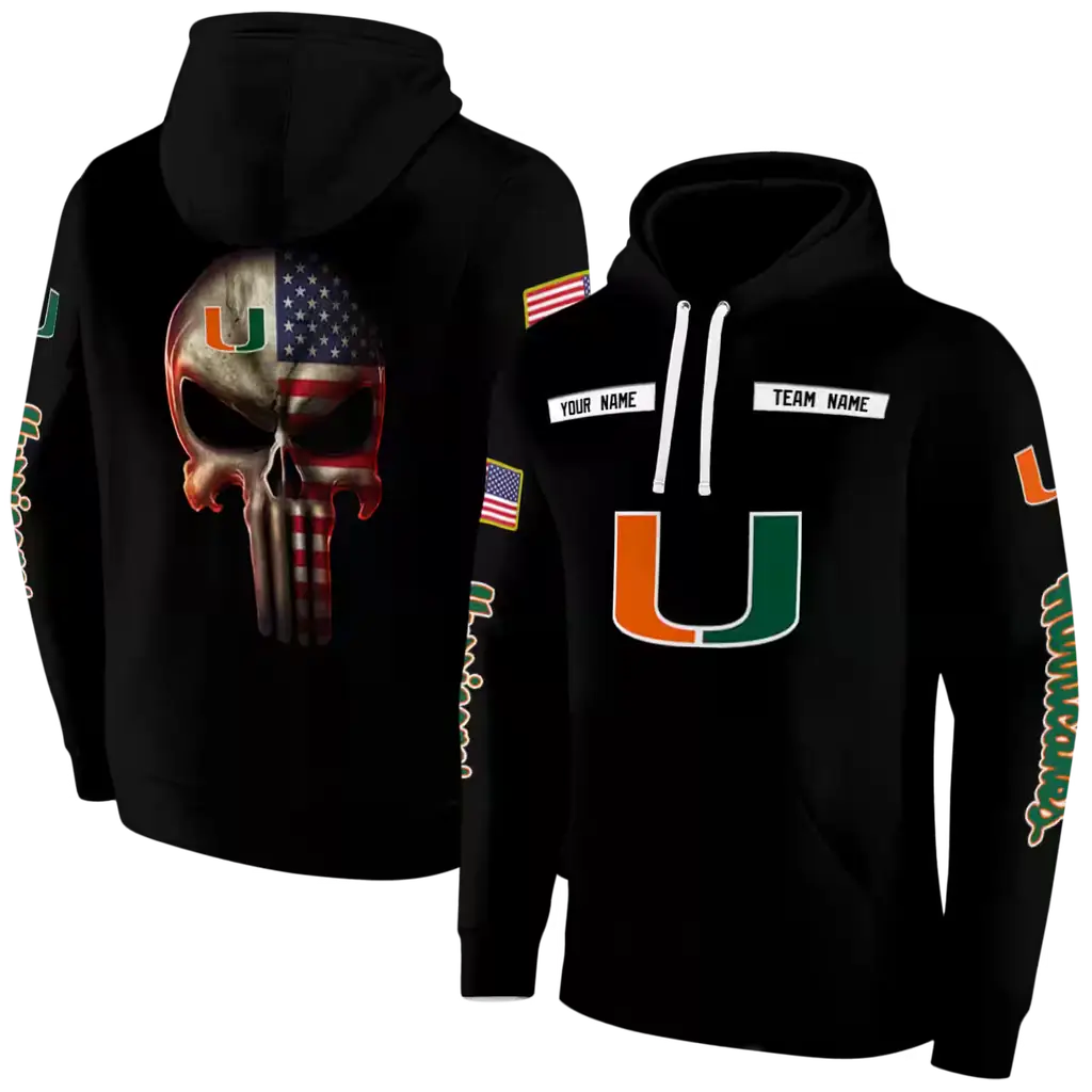 customized miami hurricanes punisher skull black hoodie fashion forward customized miami hurricanes punisher skull black hoodie fashion forward
