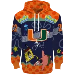 customized miami hurricanes spongebob patrick star orange navy hoodie best selling