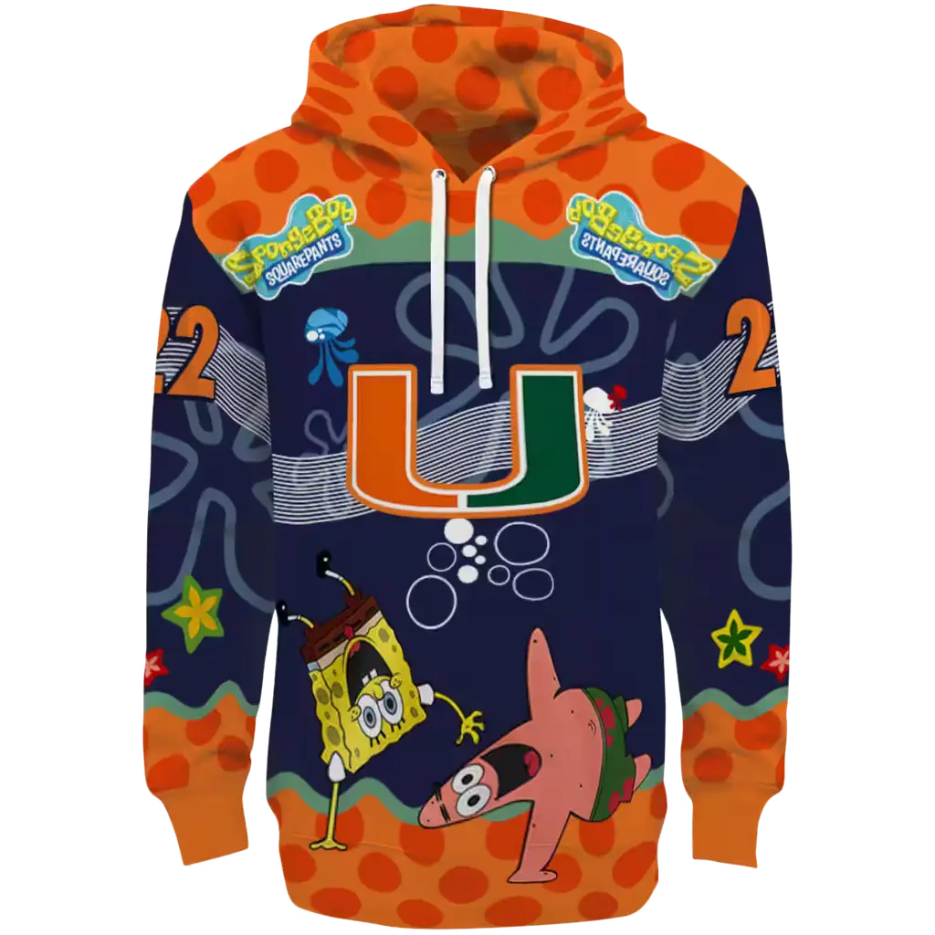 customized miami hurricanes spongebob patrick star orange navy hoodie best selling customized miami hurricanes spongebob patrick star orange navy hoodie best selling