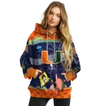 customized miami hurricanes spongebob patrick star orange navy hoodie best selling