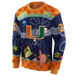 customized miami hurricanes spongebob patrick star orange navy hoodie best selling
