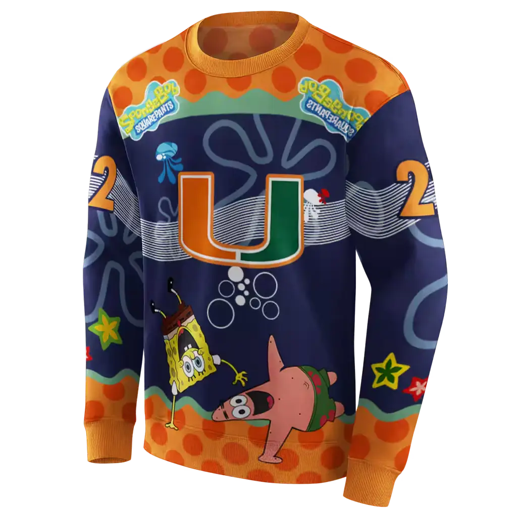 customized miami hurricanes spongebob patrick star orange navy hoodie new arrival customized miami hurricanes spongebob patrick star orange navy hoodie new arrival
