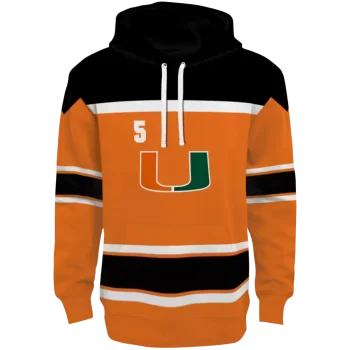 customized miami hurricanes striped pattern orange hoodie best selling