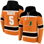 customized miami hurricanes striped pattern orange hoodie best selling