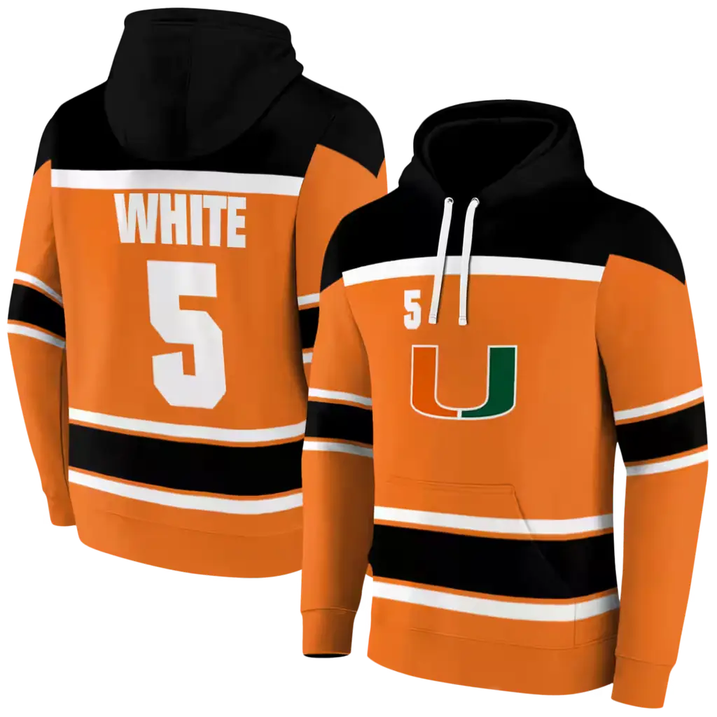 customized miami hurricanes striped pattern orange hoodie fashion forward customized miami hurricanes striped pattern orange hoodie fashion forward