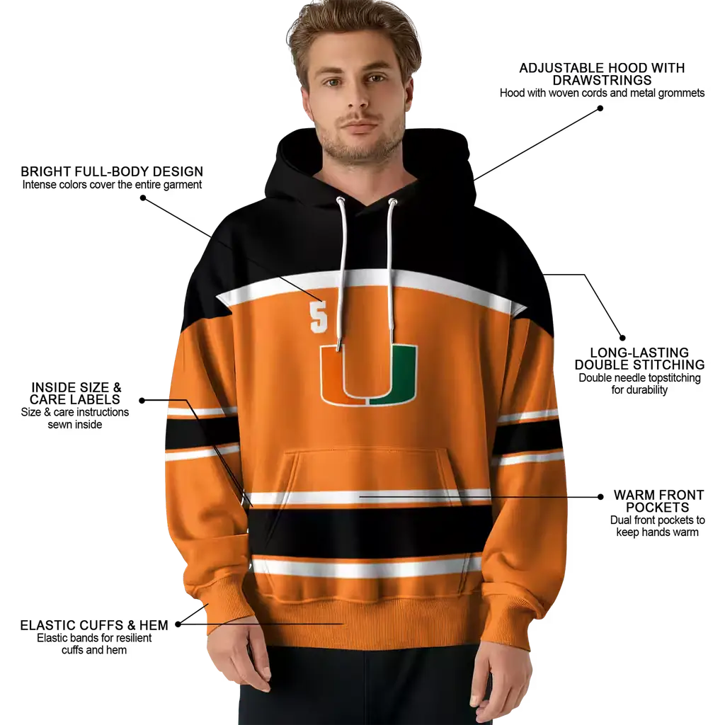 customized miami hurricanes striped pattern orange hoodie latest model customized miami hurricanes striped pattern orange hoodie latest model