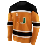customized miami hurricanes striped pattern orange hoodie best selling