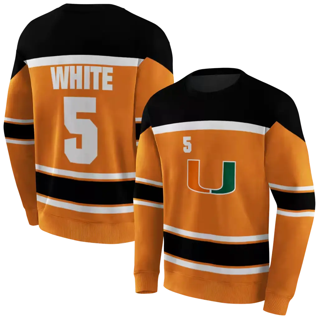 customized miami hurricanes striped pattern orange hoodie premium grade customized miami hurricanes striped pattern orange hoodie premium grade