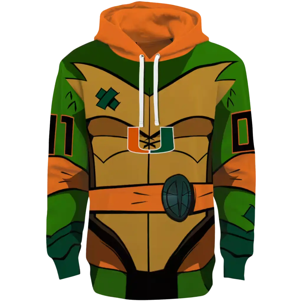 customized miami hurricanes superhero armor orange green hoodie best selling customized miami hurricanes superhero armor orange green hoodie best selling