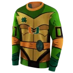 customized miami hurricanes superhero armor orange green hoodie best selling