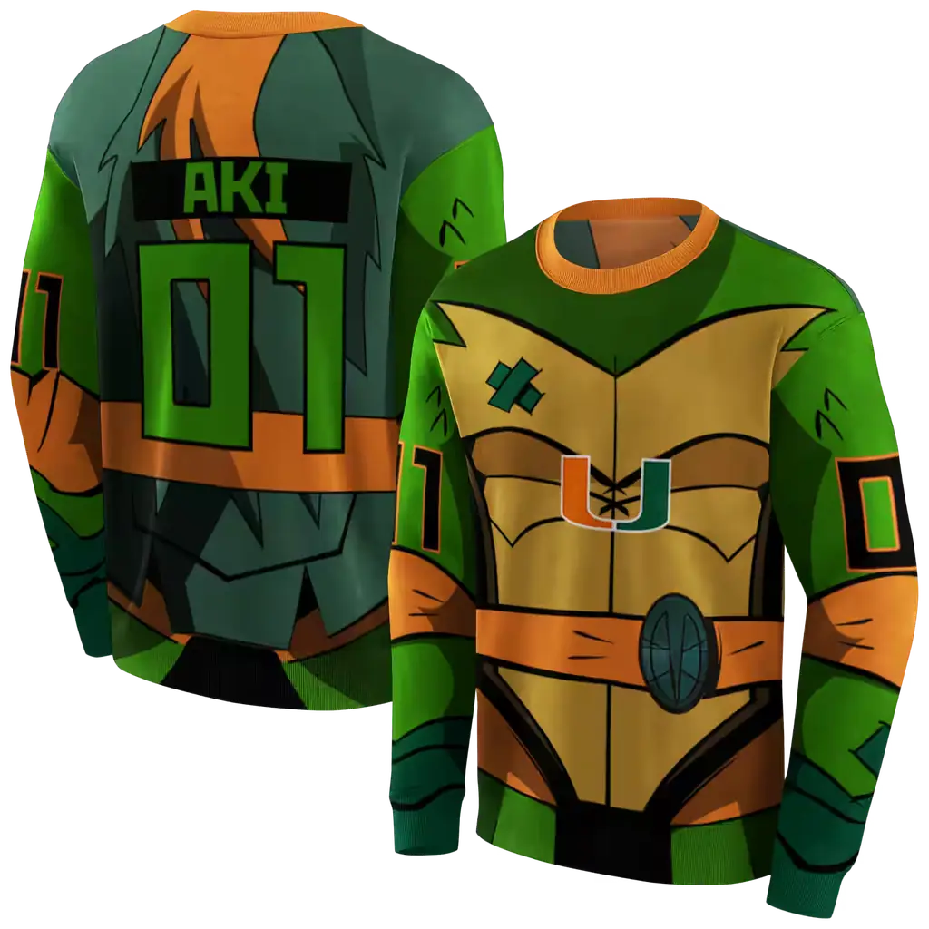 customized miami hurricanes superhero armor orange green hoodie premium grade customized miami hurricanes superhero armor orange green hoodie premium grade