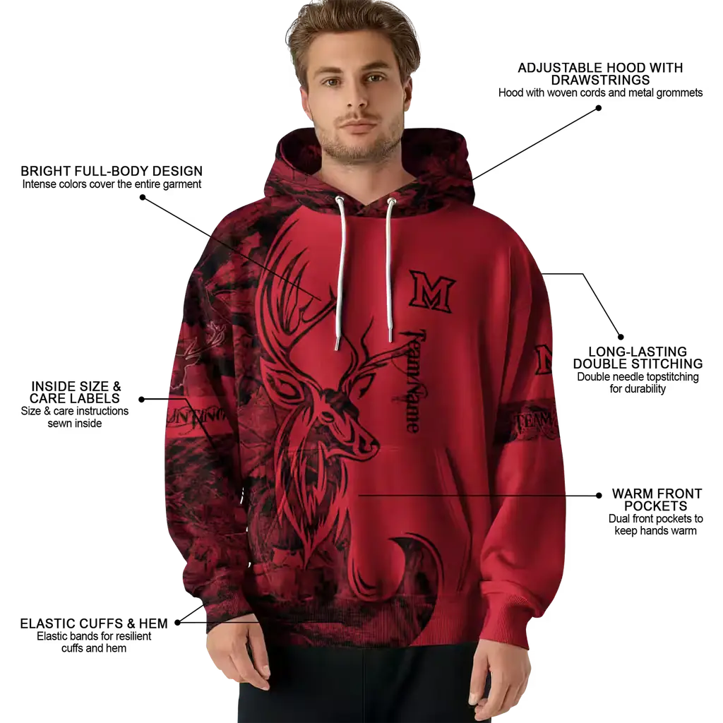 customized miami redhawks deer silhouette red hoodie latest model customized miami redhawks deer silhouette red hoodie latest model
