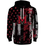 customized miami redhawks distressed flag red black hoodie best selling