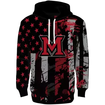 customized miami redhawks distressed flag red black hoodie best selling