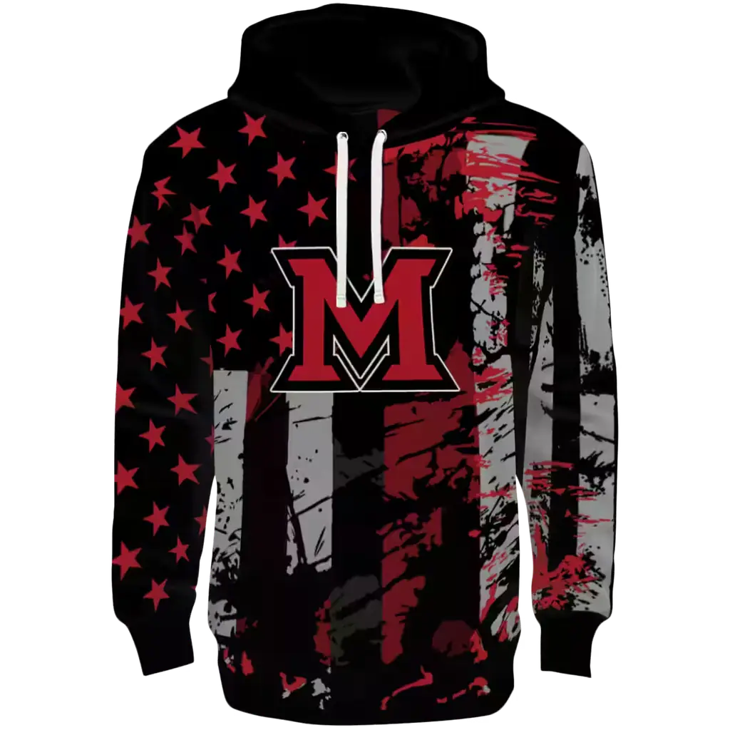 customized miami redhawks distressed flag red black hoodie best selling customized miami redhawks distressed flag red black hoodie best selling