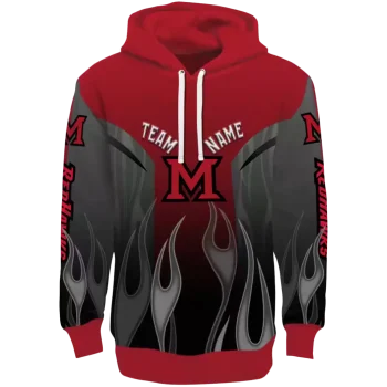 customized miami redhawks flame design red hoodie best selling