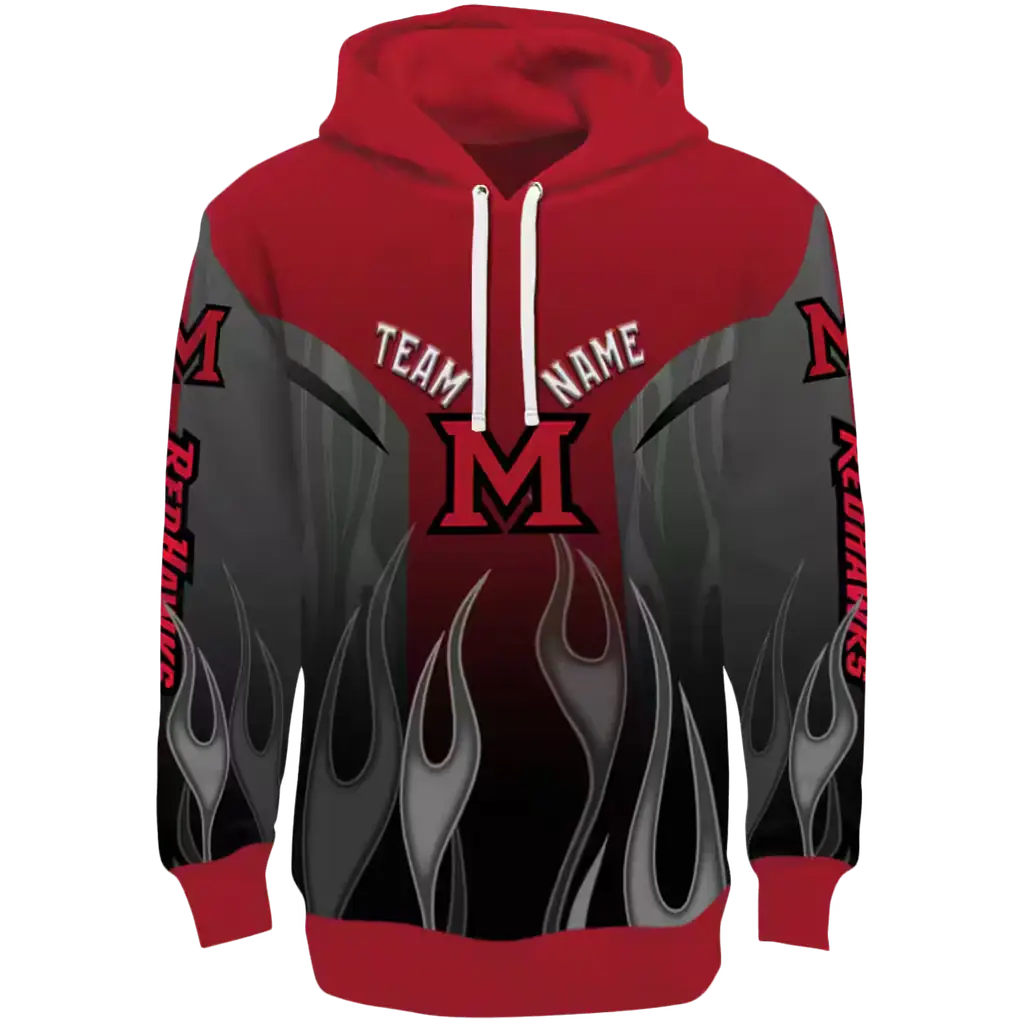 customized miami redhawks flame design red hoodie best selling customized miami redhawks flame design red hoodie best selling