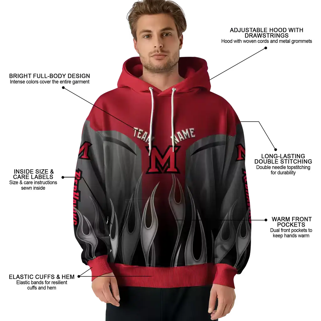 customized miami redhawks flame design red hoodie latest model customized miami redhawks flame design red hoodie latest model