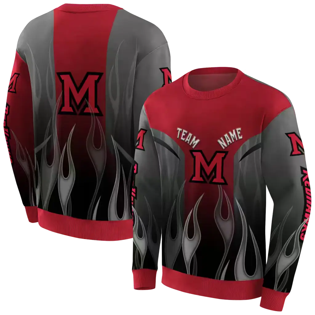 customized miami redhawks flame design red hoodie premium grade customized miami redhawks flame design red hoodie premium grade
