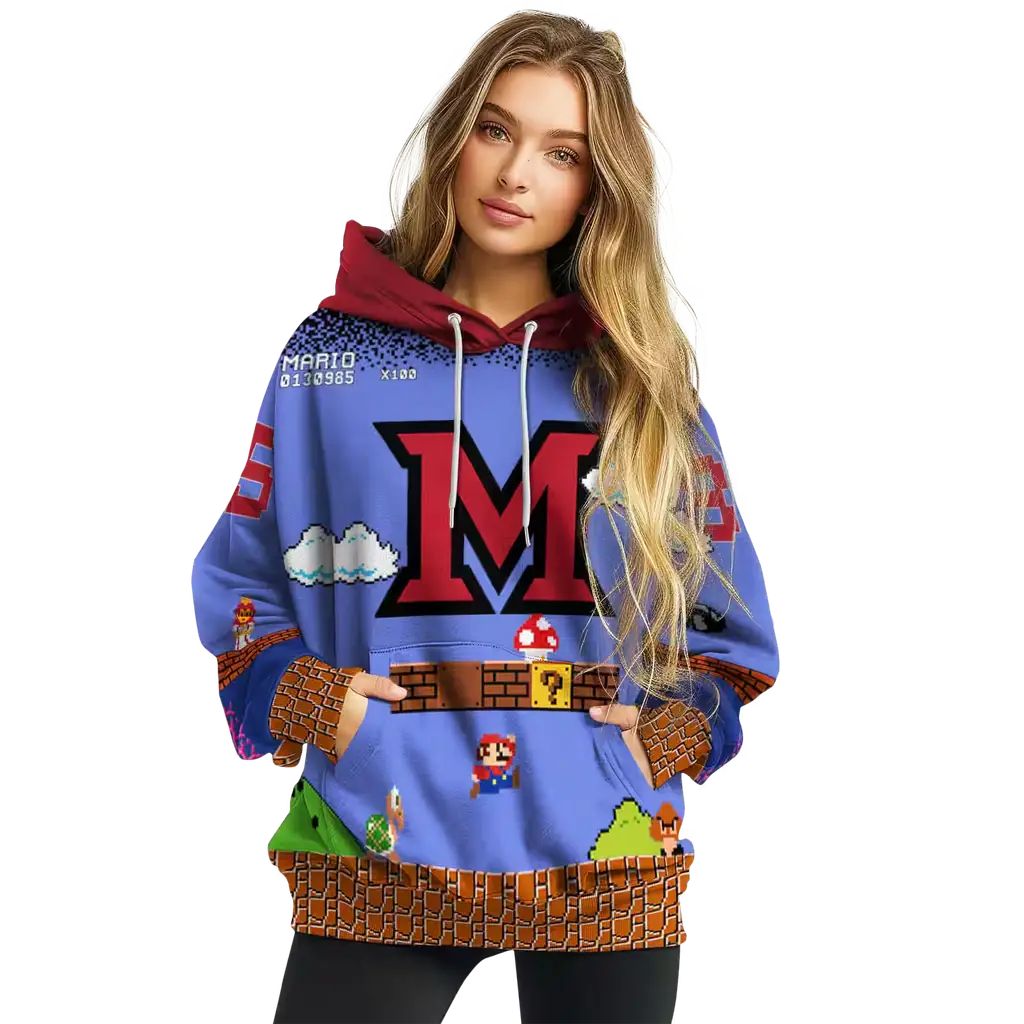 customized miami redhawks mario blue black hoodie high quality customized miami redhawks mario blue black hoodie high quality