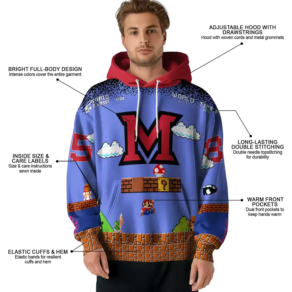 customized miami redhawks mario blue black hoodie latest model customized miami redhawks mario blue black hoodie latest model