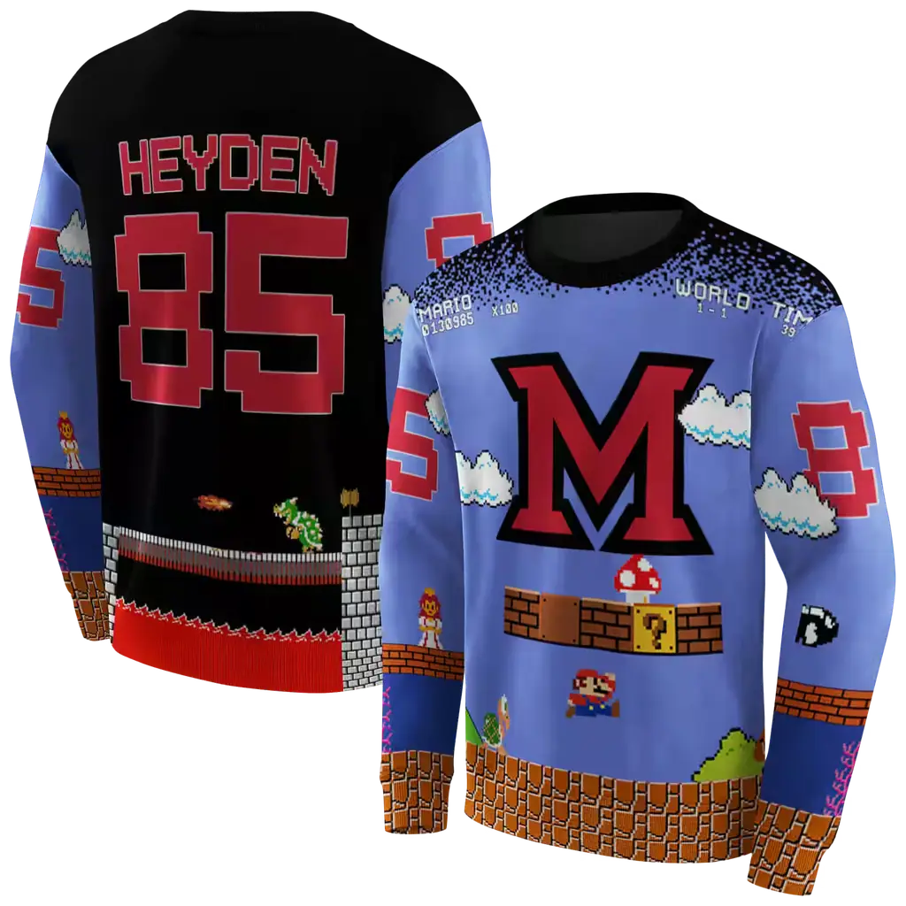 customized miami redhawks mario blue black hoodie premium grade customized miami redhawks mario blue black hoodie premium grade