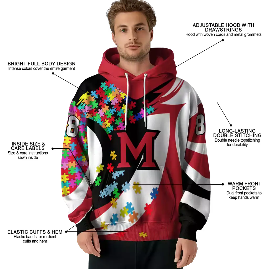 customized miami redhawks puzzle pieces red hoodie latest model customized miami redhawks puzzle pieces red hoodie latest model