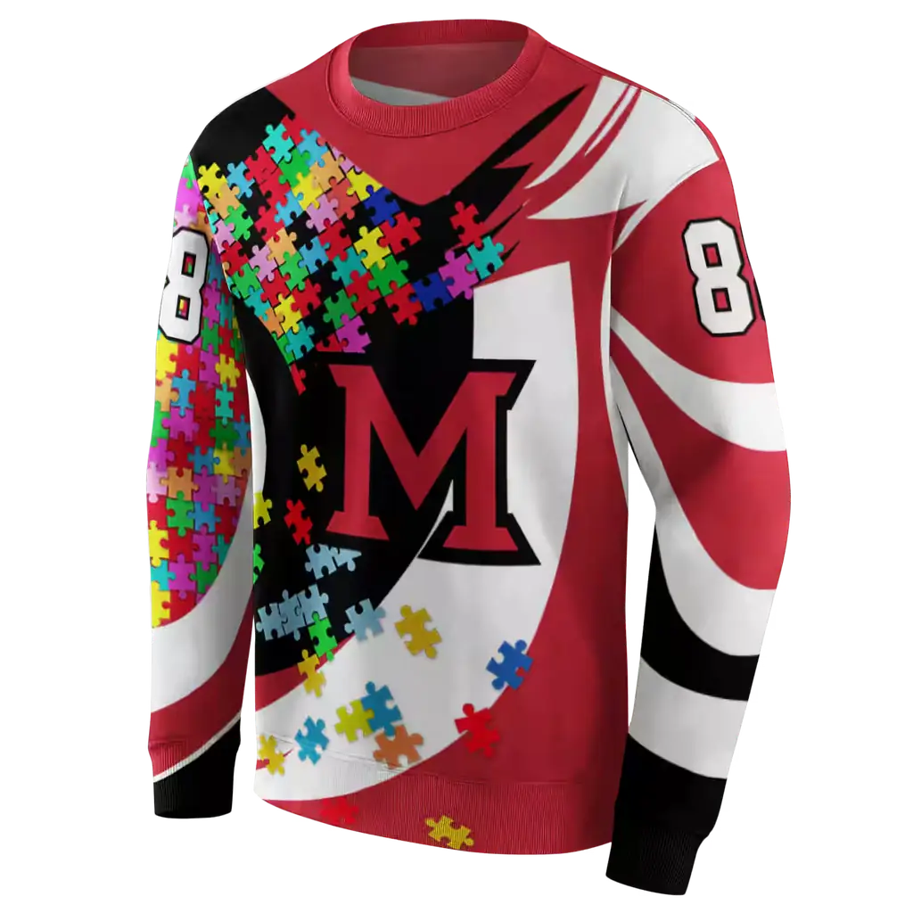 customized miami redhawks puzzle pieces red hoodie new arrival customized miami redhawks puzzle pieces red hoodie new arrival