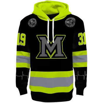customized miami redhawks safety motif black neon green hoodie best selling
