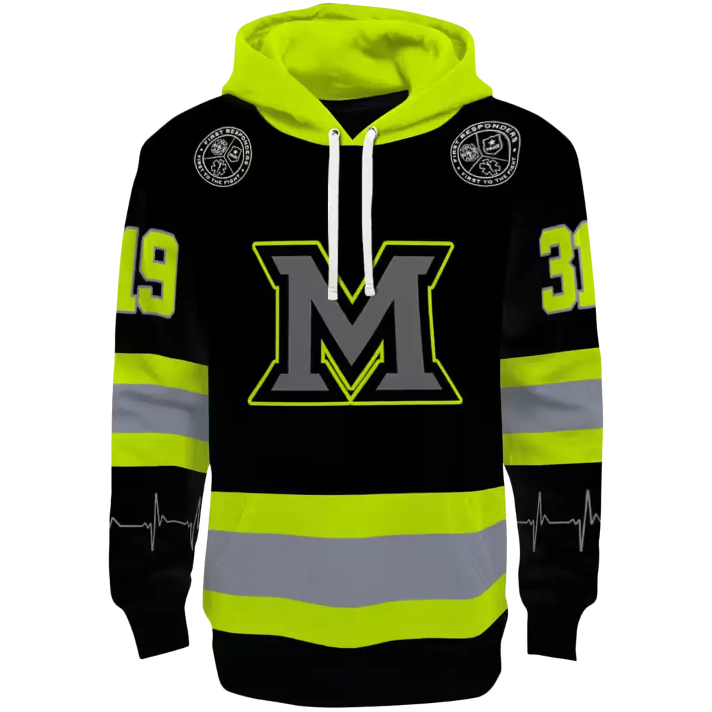 customized miami redhawks safety motif black neon green hoodie best selling customized miami redhawks safety motif black neon green hoodie best selling