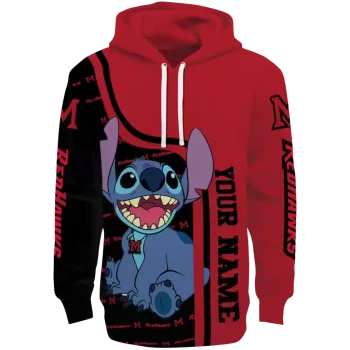 customized miami redhawks stitch red hoodie best selling