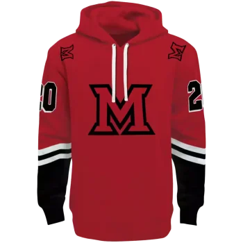 customized miami redhawks striped sleeves red hoodie best selling