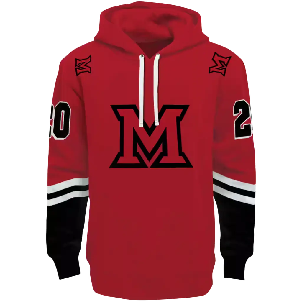 customized miami redhawks striped sleeves red hoodie best selling customized miami redhawks striped sleeves red hoodie best selling