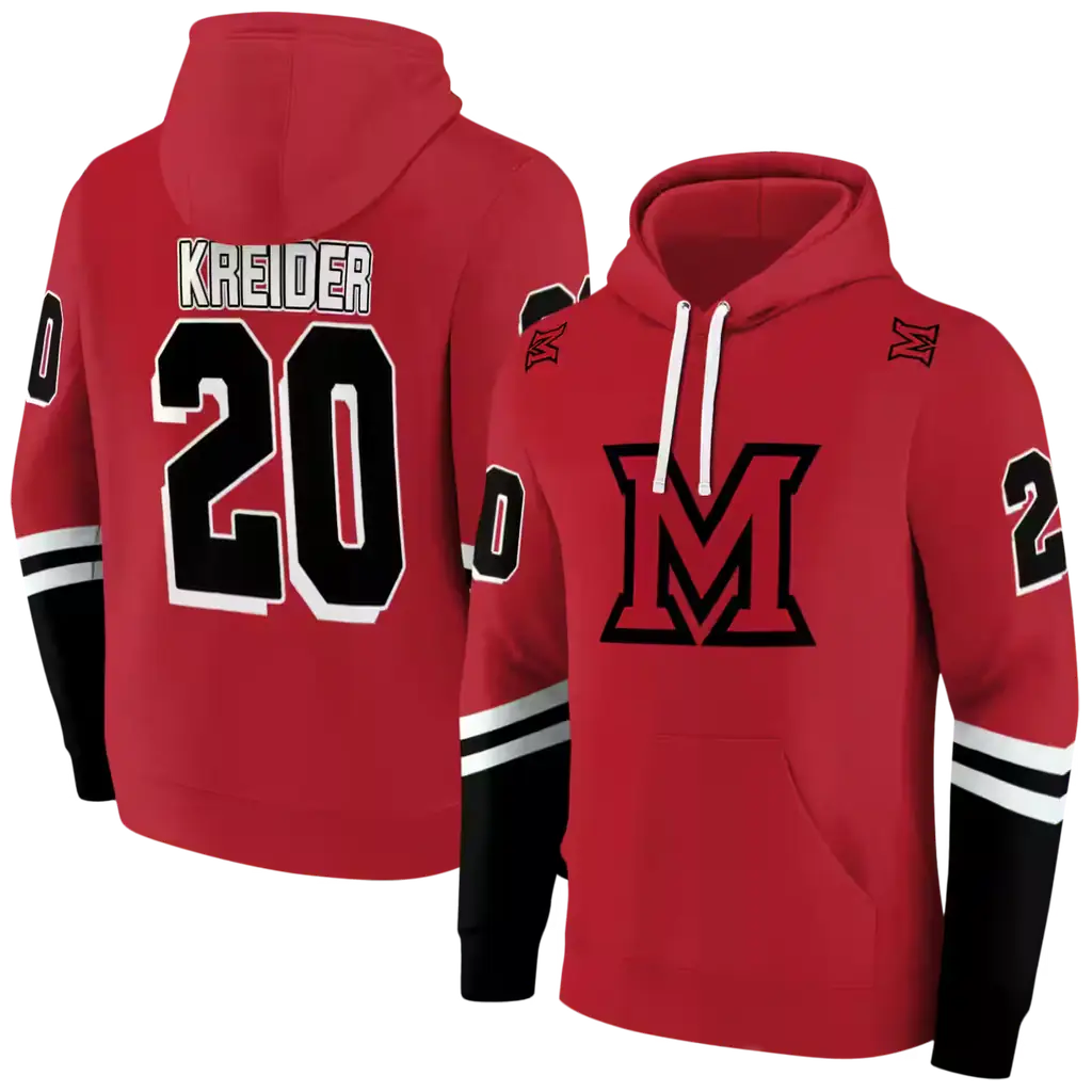 customized miami redhawks striped sleeves red hoodie fashion forward customized miami redhawks striped sleeves red hoodie fashion forward